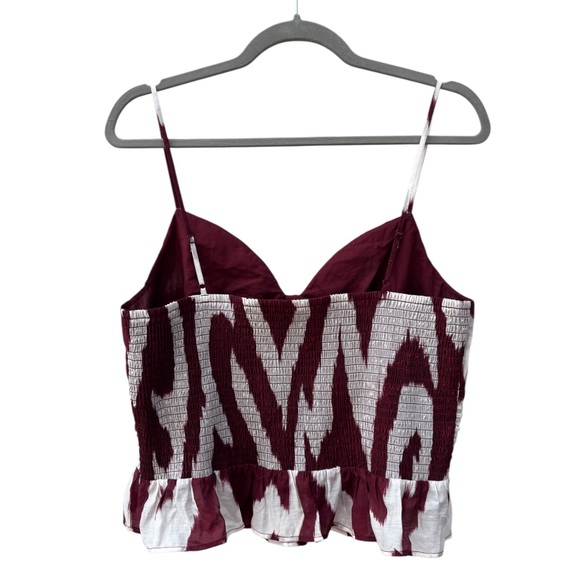 Express Women’s L Maroon & White Pleated Ruched Smocked Sleeveless Cami Top NWT - Picture 9 of 13